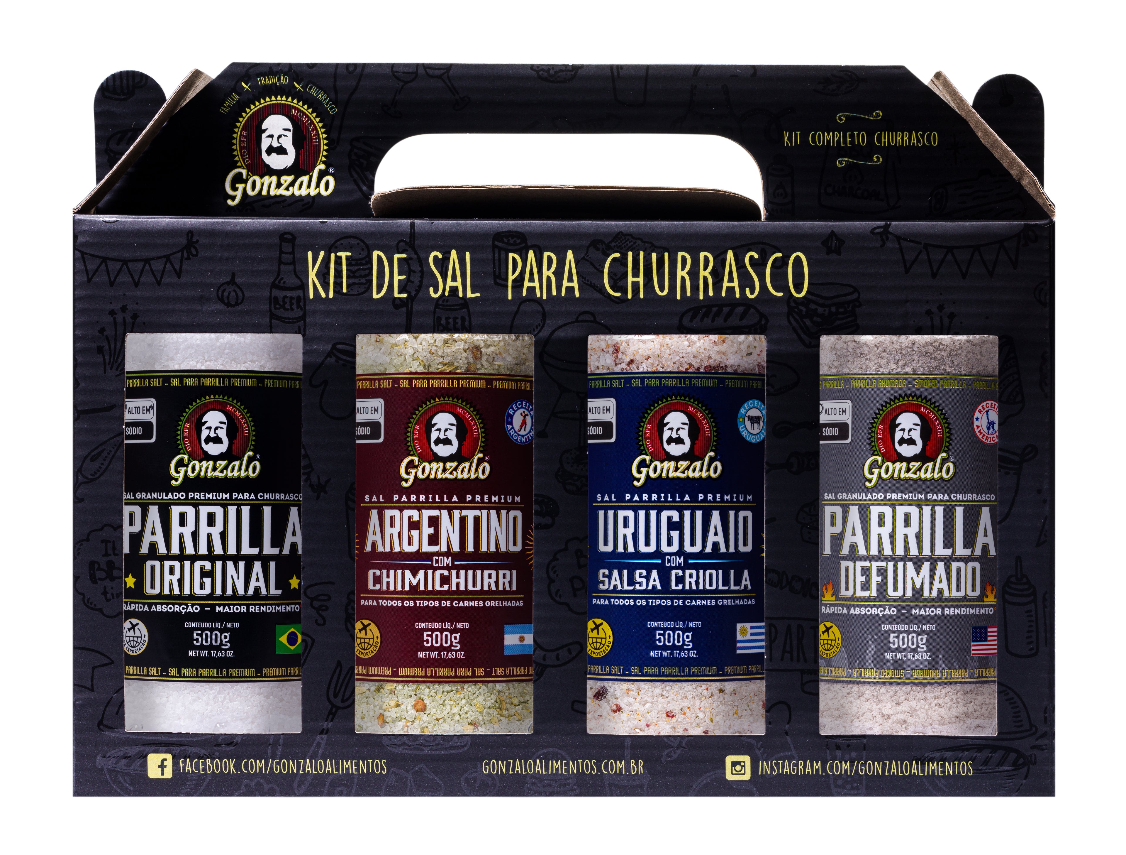 Kit de Sal Parrilla com Sal com Pimenta 4x500g