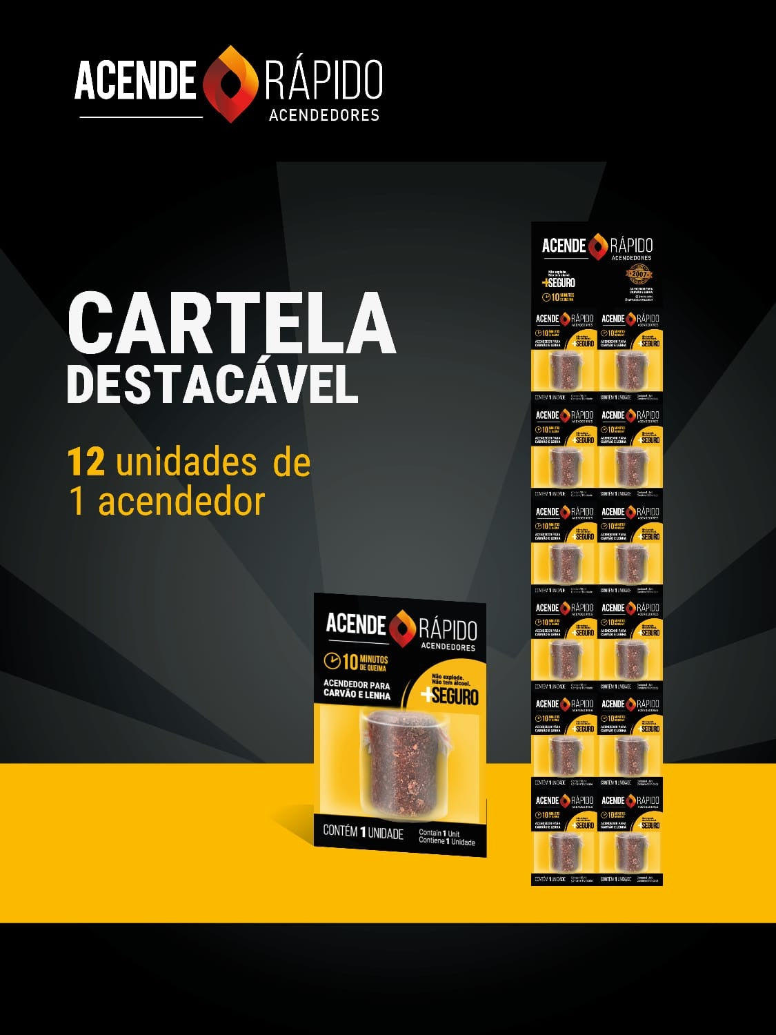 Acendedor Acende Rápido Cartela (12un)